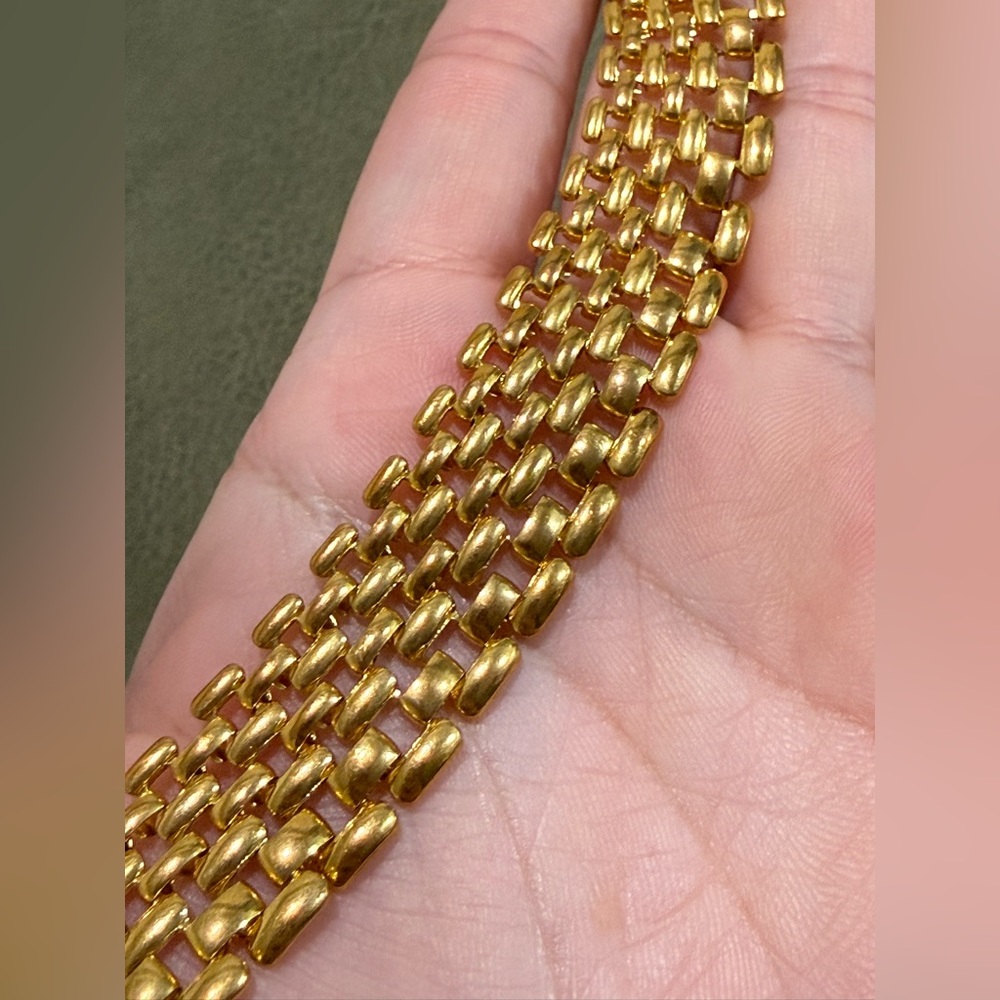 Vintage Gold Tone Panther Link Necklace 17” - Picture 2 of 7